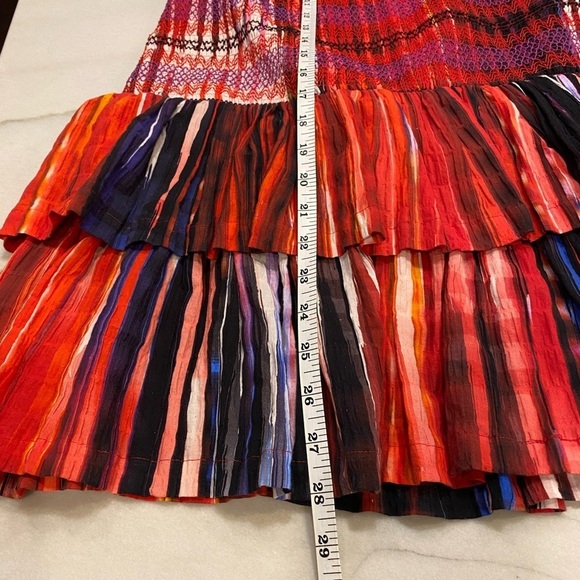 Anthropologie Plenty Strapless Tiered Mini Size XL Red Ikat - Picture 8 of 15